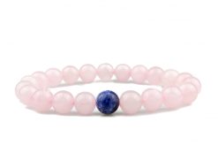 Lávakő Rózsakvarc páros ásvány karkötő 2