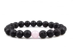 Lávakő Rózsakvarc páros ásvány karkötő