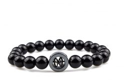 Ónix Rózsakvarc páros ásvány karkötő hematit gyűrűvel