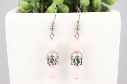 Rózsakvarc ásvány fülbevaló buddha medállal