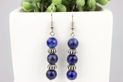 Lazurit ásvány fülbevaló tibeti stílusú köztessel