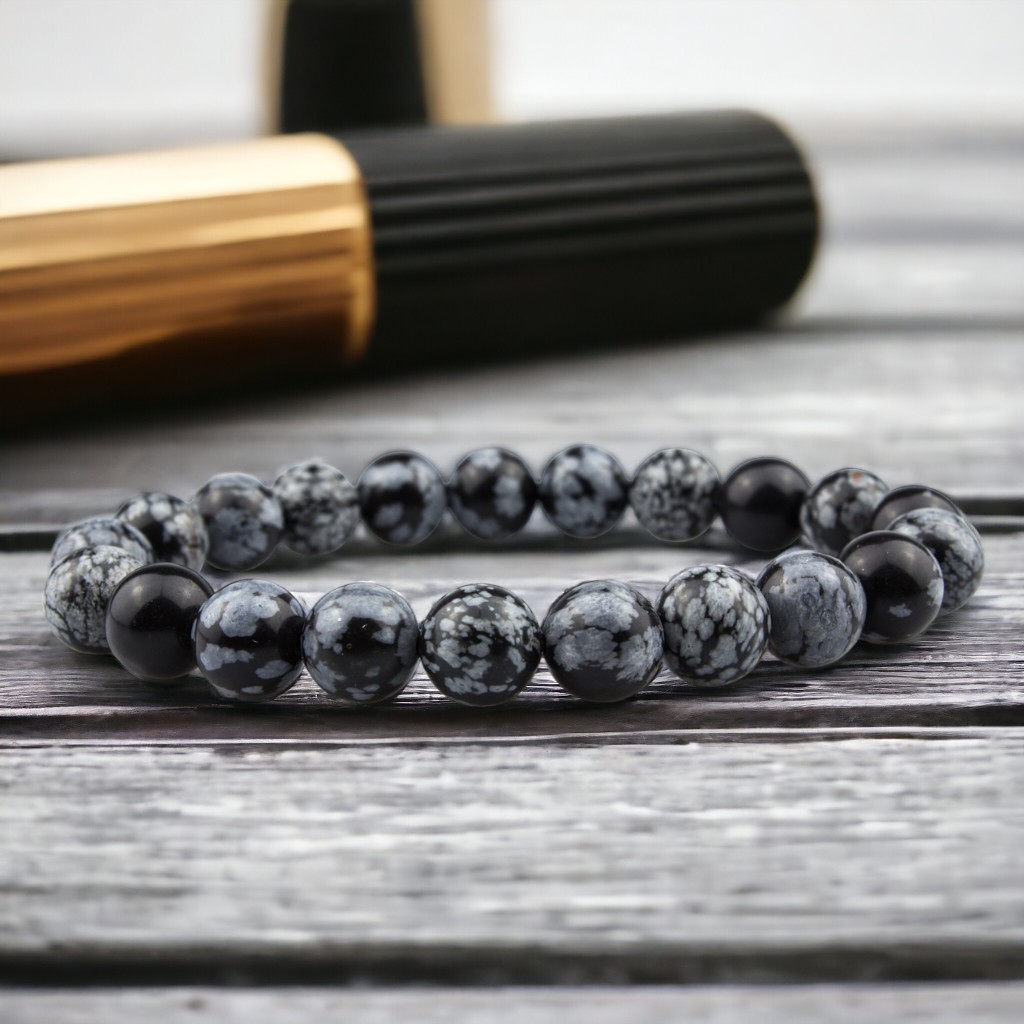 Hópehely obszidián karkötő