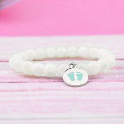 Babaváró fehér holdkő ásványkarkötő nemesfém medállal II.