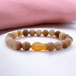 Hal medálos karkötő - matt napkő