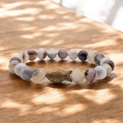 Hal medálos karkötő - botswanai achát II.