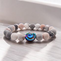 Spiral shell medálos karkötő - matt zebra jáspis