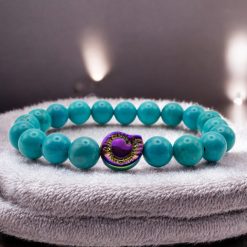 Spiral shell medálos karkötő - türkiz