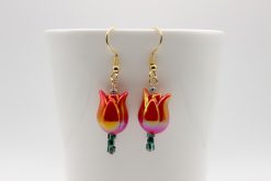 Tulipános fülbevaló - piros