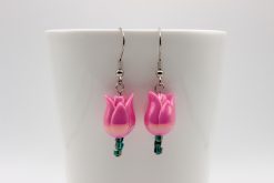 Tulipános fülbevaló - pink