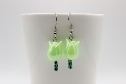 Tulipános fülbevaló - zöld