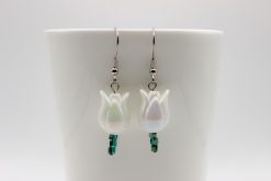 Tulipános fülbevaló - fehér