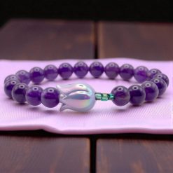 Tulipános ametiszt karkötő