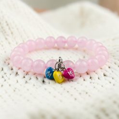 Mom medálos ásványkarkötő - rózsakvarc